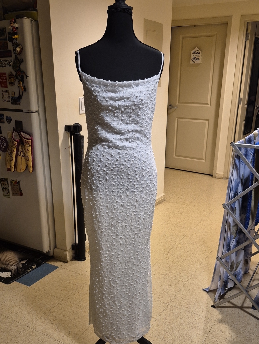 SHEIN White Textured Spaghetti-Strap Maxi Dress